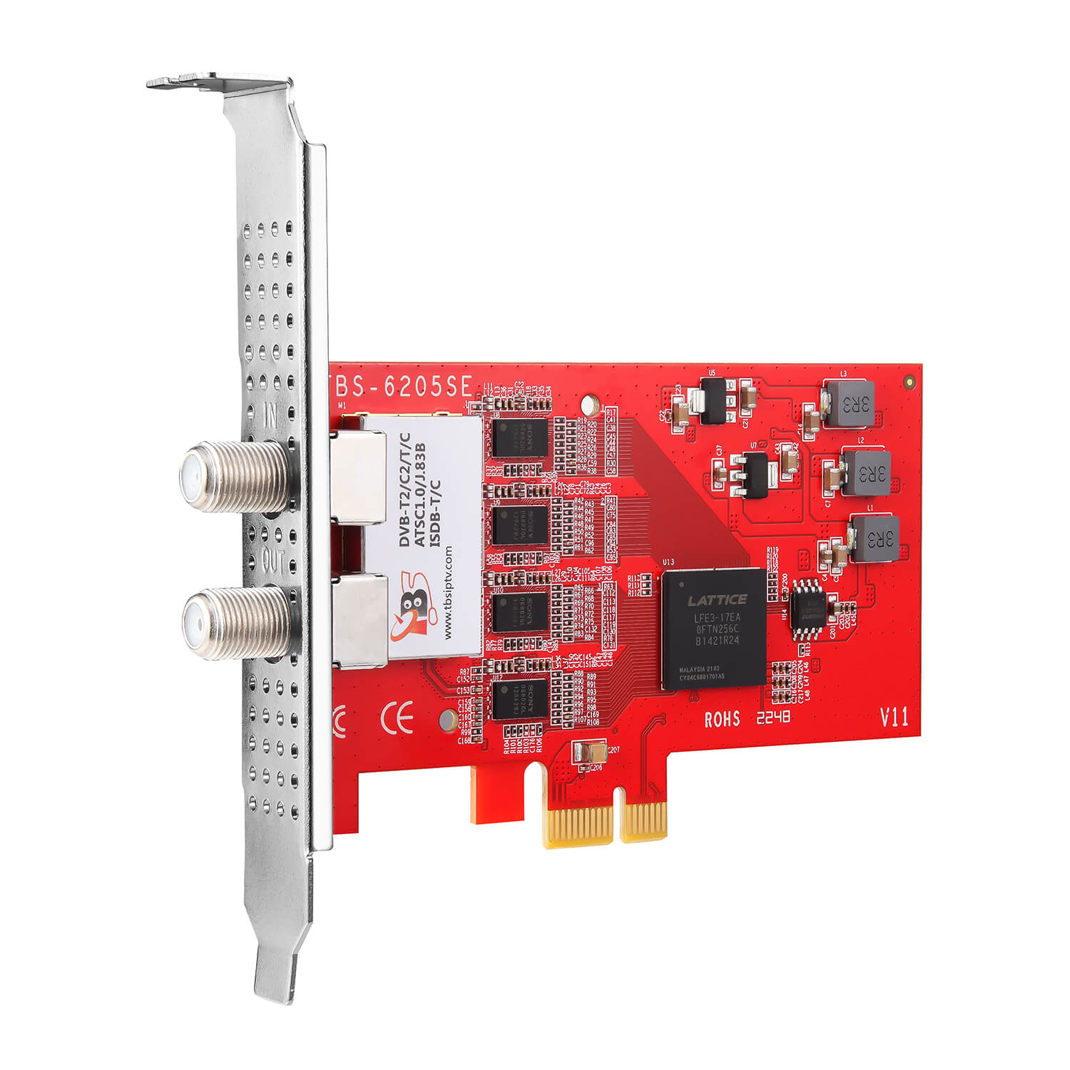 TBS 6205se DVB-T2 / C2 / T/C(J.83A/B/C) / ISDB-T/C / ATSC1.0 Quad PCIe  Digital TV Tuner Card for PC